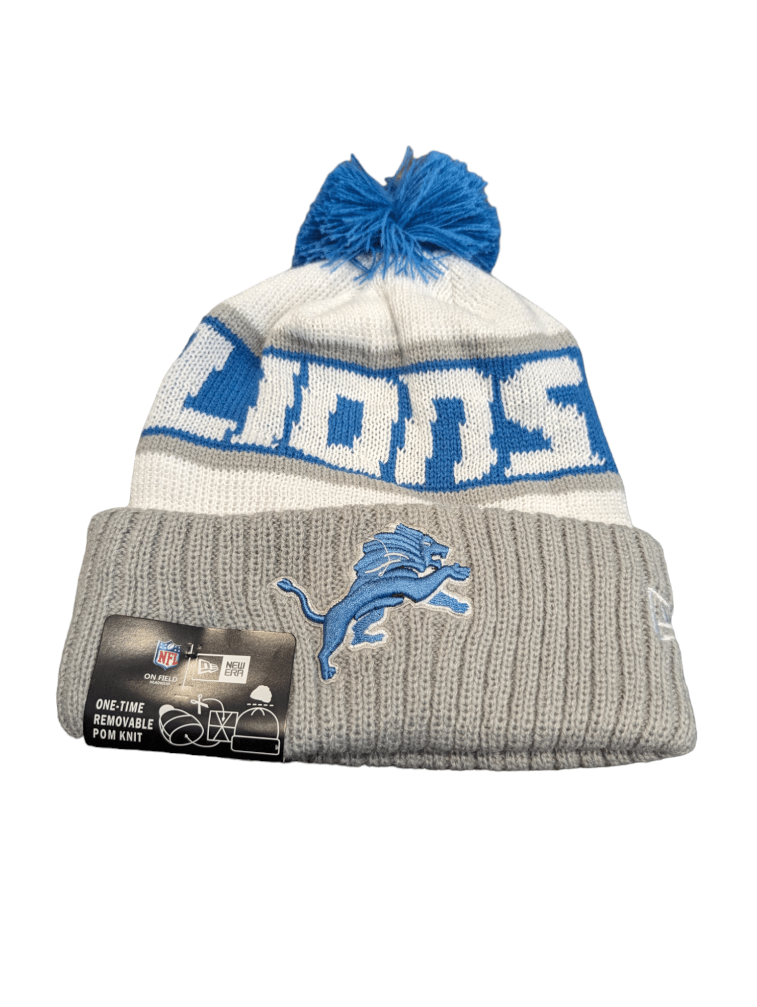 Lions Logo Embroidered Winter Pom Hat with Fleece Lining Hat Carrot Stick Sports