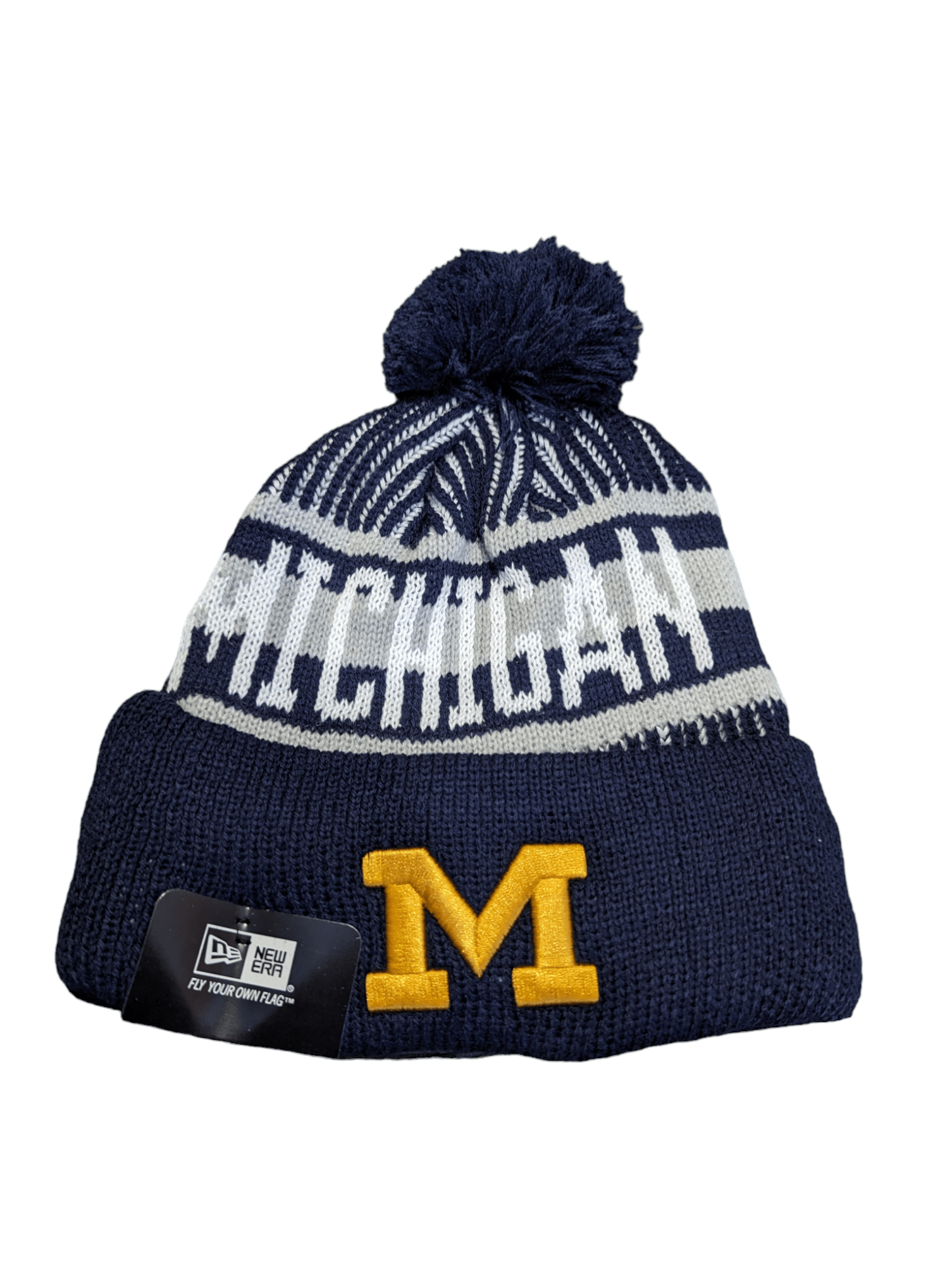 On The Mark Hat Michigan Logo Pom Pom Winter Beanie