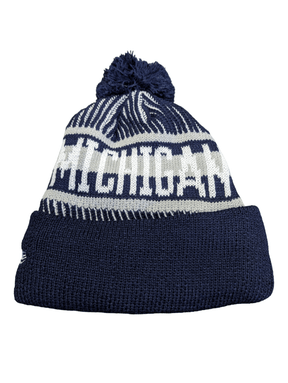 On The Mark Hat Michigan Logo Pom Pom Winter Beanie