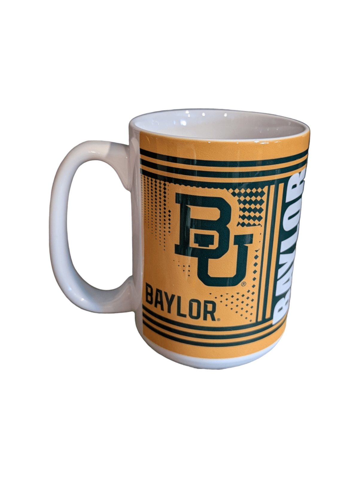 St Louis Wholesale Barware Baylor Bears Ceramic Coffee Cup - 15 oz Green and Gold Mug